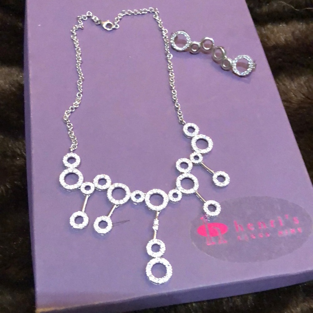 Silver Circle Pattern 3-Piece Formal Jewelry New - image 1